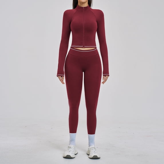 PISONIC Womens Two Piece Tracksuit Set Long Sleeve Zipper Jacket with Athletic High Waist Leggings Workout Outfit