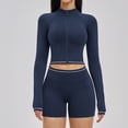 thumbnail image 1 of PISONIC Womens Two Piece Tracksuit Set Long Sleeve Zipper Jacket with Athletic High Waist Shorts Workout Outfit, 1 of 7