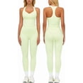 thumbnail image 1 of PISONIC Womens Workout Set Two Piece Racerback Color Block Tank Top Matching High Waist Leggings Gym Pilates Outfits, 1 of 6