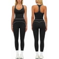 thumbnail image 1 of PISONIC Womens Workout Set Two Piece Racerback Color Block Tank Top Matching High Waist Leggings Gym Pilates Outfits, 1 of 6