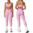 thumbnail image 1 of PISONIC Womens Workout Set Two Piece Spaghetti Straps Cross Back Sports Bra Matching High Waist Leggings Gym Work Out Outfits, 1 of 10