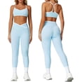 thumbnail image 1 of PISONIC Womens Workout Set Two Piece Spaghetti Straps Cross Back Sports Bra Matching High Waist Leggings Gym Work Out Outfits, 1 of 11