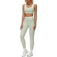 thumbnail image 1 of PISONIC Womens Workout Set Two Piece U Back Color Block Sports Bra Matching High Waist Leggings Gym Pilates Outfits, 1 of 6