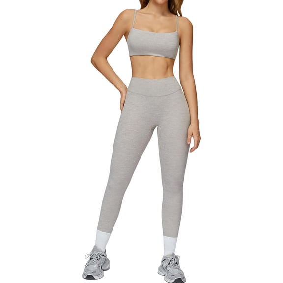 PISONIC Womens Workout Sets Sleeveless Spaghetti Strap Sports Bras and High Waist Leggings Pilates 2 Piece Outfits