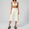 thumbnail image 1 of PISONIC Womens Workout Sets Two Piece Spaghetti Straps Sports Bra Matching Wide Leg Capri Pants Gym Work Pilates Outfits, 1 of 8