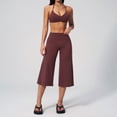 thumbnail image 1 of PISONIC Womens Workout Sets Two Piece Spaghetti Straps Sports Bra Matching Wide Leg Capri Pants Gym Work Pilates Outfits, 1 of 7