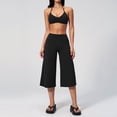thumbnail image 1 of PISONIC Womens Workout Sets Two Piece Spaghetti Straps Sports Bra Matching Wide Leg Capri Pants Gym Work Pilates Outfits, 1 of 7