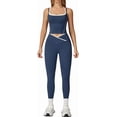 thumbnail image 1 of PISONIC Womens Workout Sets Two Piece Spaghetti Straps Tank Top Matching High Waist Leggings Gym Work Out Outfits with Pockets, 1 of 5