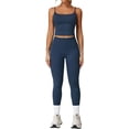 thumbnail image 1 of PISONIC Womens Workout Sets Two Piece Spaghetti Straps Tank Top Matching High Waist Leggings Gym Work Out Outfits with Pockets, 1 of 7