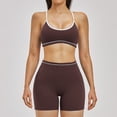 thumbnail image 1 of PISONIC Workout Sets for Women 2 Piece Color Block Strappy Sports Bra High Waist Shorts Gym Yoga Pilates Outfits, 1 of 6