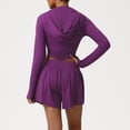 thumbnail image 1 of PISONIC Workout Sets for Women 2 Piece Long Sleeve Zip Up Jacket, High Waisted Yoga Shorts Gym Workout Sets, 1 of 7