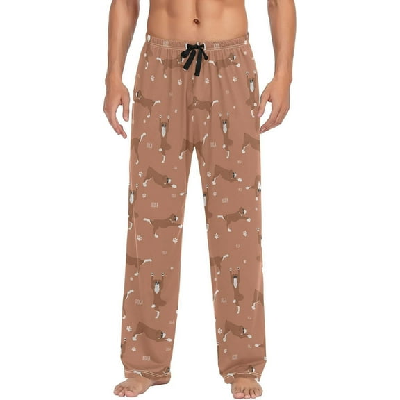 PISONIC Yoga Boxer Dog Mens Pajama Pants Lounge Men's Pajama Bottoms Soft Sleep Pants With Pockets Drawstring