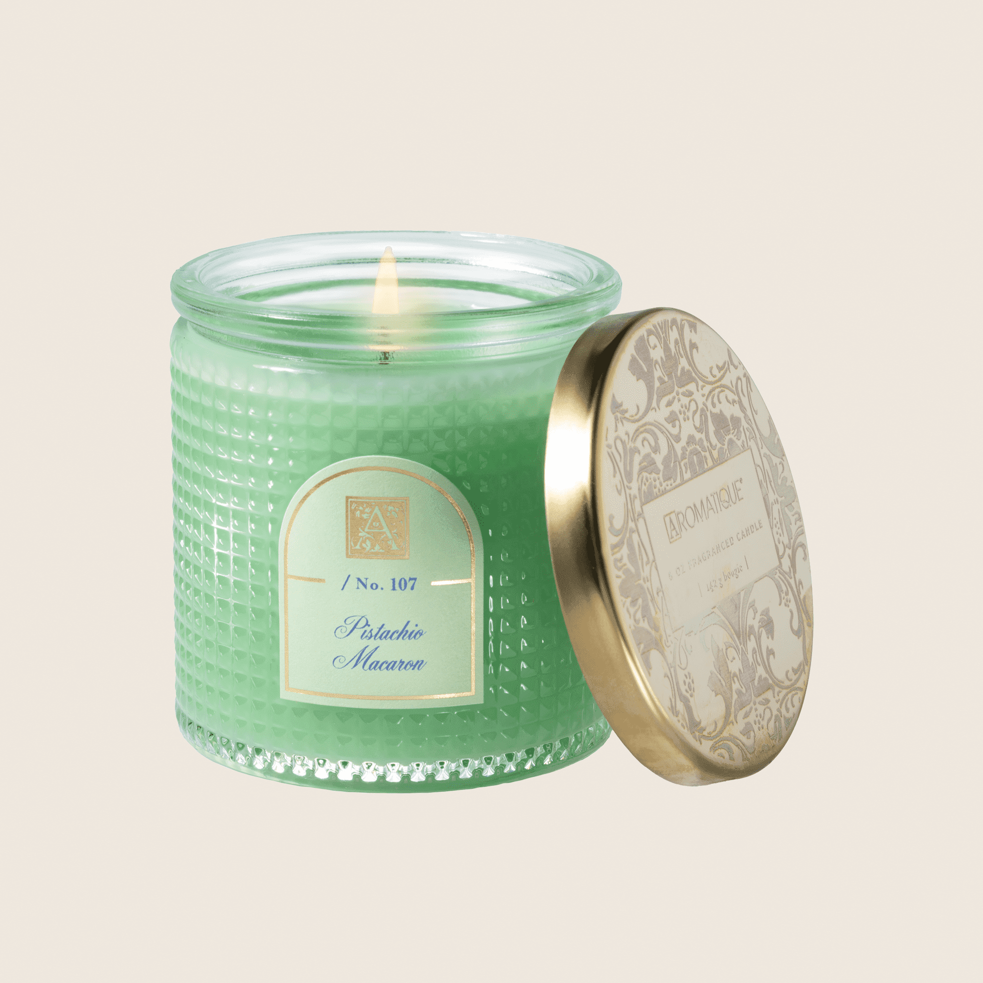 PISTACHIO MACARON Aromatique Textured Glass 6 oz Scented Jar Candle