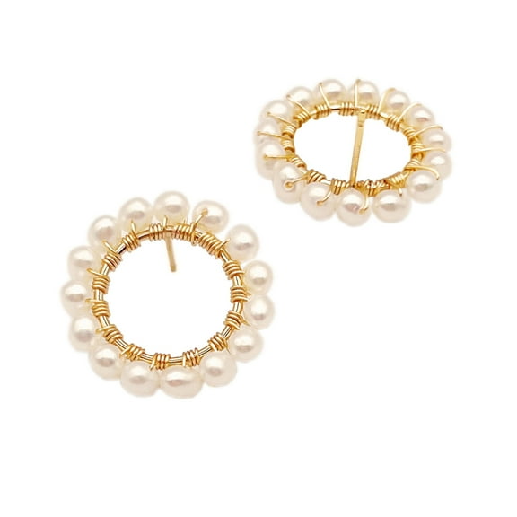 PISWENCY Handmade Freshwater Pearl Earrings 14K Gold Filled Stud Earrings for Women Real Pearl Drop Dangle Earrings , Wedding Earrings, Gift for Her