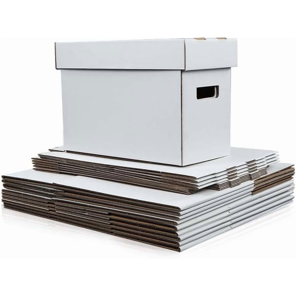 PIT66 10 Pcs Comic Books Storage Boxes With Lids Short Holds 150-175 Stackable Durable Archive White Comic Book Storage