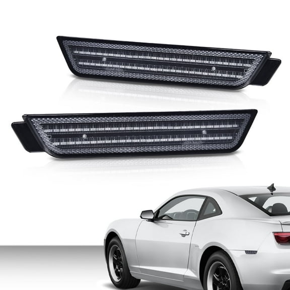 2Pc Rear LED Bumper Side Marker Light Lamp Red/Smoked Fit For Chevy Camaro 10-15