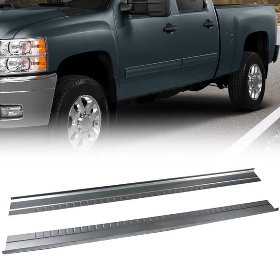 PIT66 2Pcs Extended Cab 4 Door Lower Slip-On Metal Rocker Panels Protector Fit for 99-06 Chevy Silverado/GMC Sierra