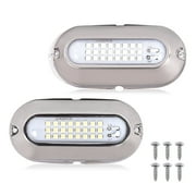 PIT66 2Pcs LED Pontoon Boat Docking Light White & Blue Marine Boat Light 12V