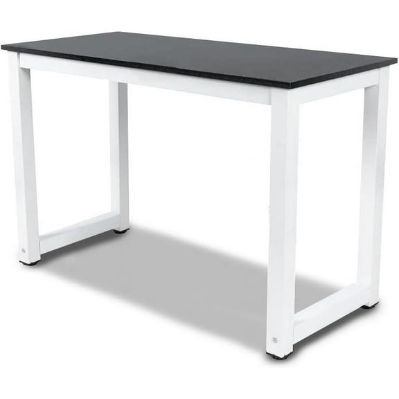 PIT66 43.3'' Wood Modern Computer Desk Office Table, PC Laptop Notebook Study Writing Table for Home Office Workstation (Black Color)