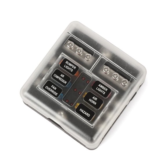 PIT66 6-Way Auto Blade Fuse Holder Box Block with LED Indicator for 12V 24V Car Marine
