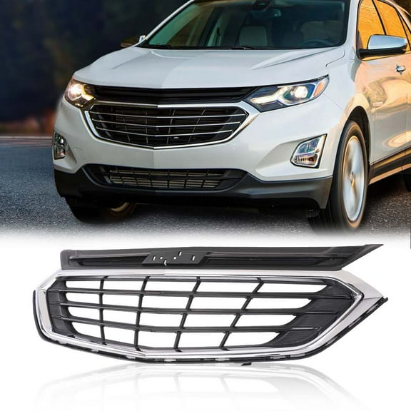 PIT66 Black&Chrome Front Bumper Upper Grille Grill Fit for Chevrolet Equinox 2018 2019 2020