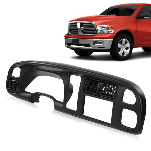 PIT66 Black Dash Board Bezel Cover with Vent Fit for Dodge Ram 1500 1998-2001/Fit Dodge Ram 2500 3500 1998-2002 Car Radio Stereo Double Din Dash Kit