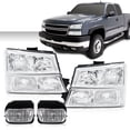 thumbnail image 1 of Headlights & Fog Lights Set, Fit for  03-06 Chevy Silverado 1500 2500 3500 HD Models/03-06 Chevrolet Avalanche 1500 2500(Fits Models without Cladding Only), 1 of 9