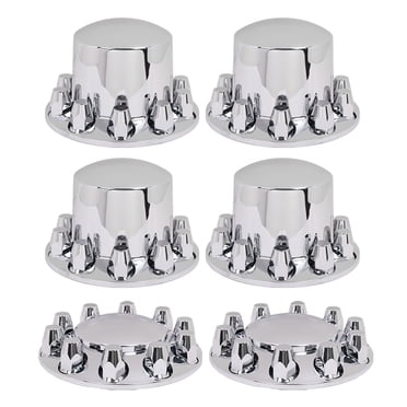 Chrome Hub Cover Kit For Semi Truck Wheels - 33mm Lug, Front & Rear (2 Front, 4 Rear)