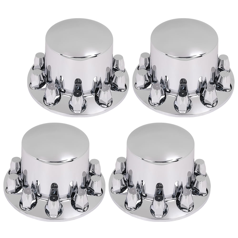 PIT66 Chrome Rear Wheel Axle Hub Cover Kit Semi ABS 33mm Nut Covers Plastic Set of 4