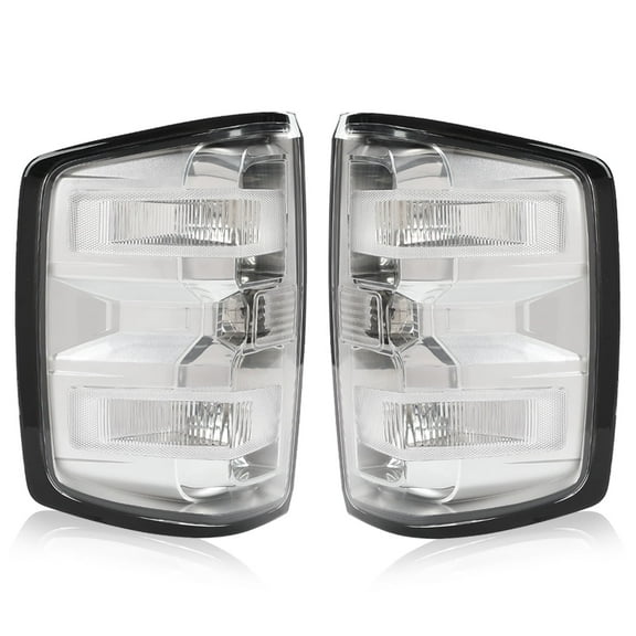 PIT66 Clear Euro Rear Tail Light Fit For 2007-2014 Chevy Silverado Pickup W/ Bulbs