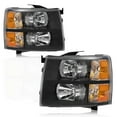 thumbnail image 1 of PIT66 Clear lens Black Housing Amber Reflector Headlights Fit for 2007-2013 Chevy Silverado 1500 2500 3500 & HD(For 2500HD/3500HD, fit 2007 new body style & 2014 old body style), 1 of 9