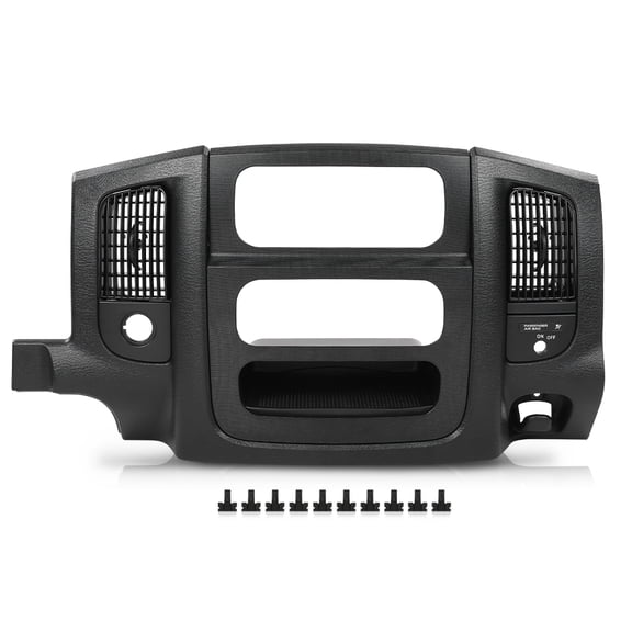 PIT66 Dash Center Radio Bezel Trim Panel w/Storage Box&Switch Hole Air Vent Fit for 2002-2005 Dodge Ram 1500 2500 3500 Black
