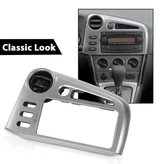 PIT66 Dash Center Radio Bezel Vent Fit for 2003-2008 Toyota Matrix or Vibe with Same Button Configuration Silver