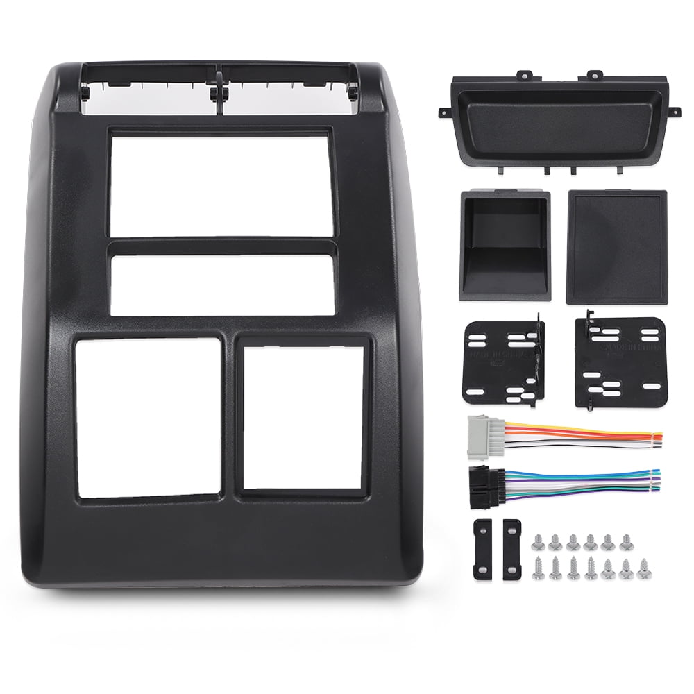 PIT66 Dash Cover Panel Kit Fit for 1997-2002 Jeep Wrangler TJ 95-6549 Black Double Din Radio Dash Mounting Bezel