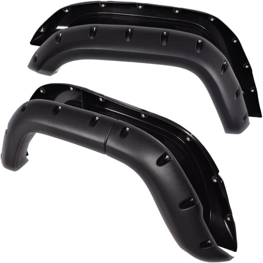 Black Jeep Cutout Style Textured Finish 4-Piece Fender Flare Set For 1984-2001 Jeep Cherokee 4-Door Bushwacker