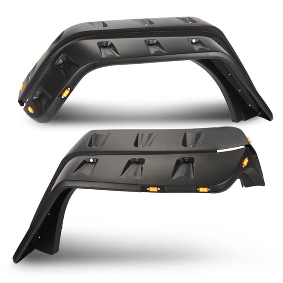 PIT66 Fender Flares Fit for 2007-2018 Wrangler JK Wheel Fender Flares Cover LED Light Side Maker