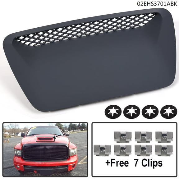 PIT66 Fit For 04-05 DODGE RAM 1500 SRT Black Hood Bezel Front Trim Grill Kit