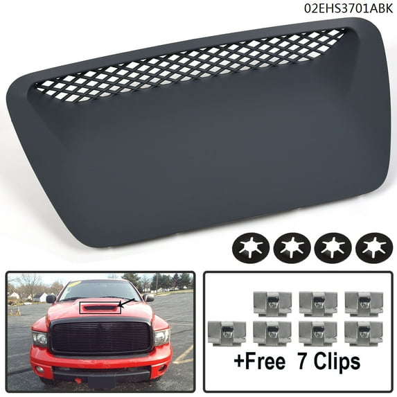 PIT66 Fit For 04-05 DODGE RAM 1500 SRT Black Hood Bezel Front Trim Grill Kit