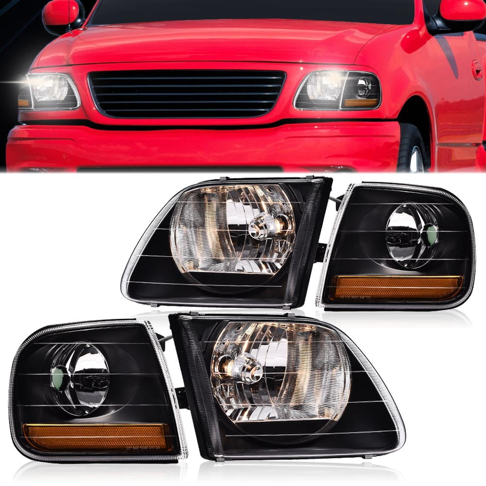 PIT66 Fit For 97-03 Ford F150/99-02 Expedition Black Headlights+Corner ...