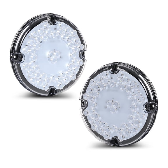 PIT66 Fit for 2pc 7" Round White LED Back-up Reverse Tail Light For School Bus Transit Vehicle