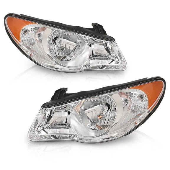 PIT66 Fit for Chrome Headlights Assembly Clear Lens For 2007 2008 2009 2010 Hyundai Elantra