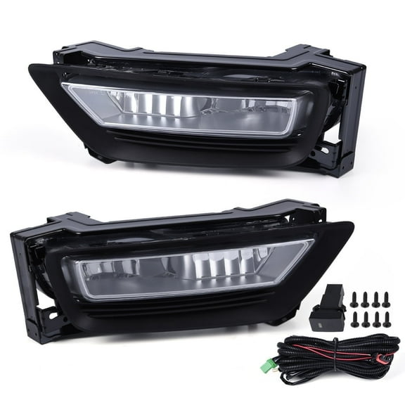 PIT66 Fog Light Fog Lamps w/Switch Bulbs Bezel Clear Fit For  Honda Accord Sedan 2013-2015