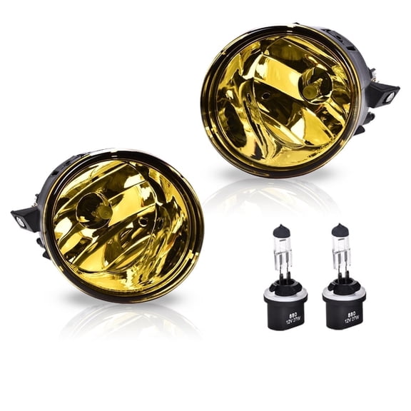 Fog Lights Fog Lamps w/Bulbs Assembly Left Right Yellow Lens Fit for Nissan Titan 2004-2015/Nissan Armada 2005-2007