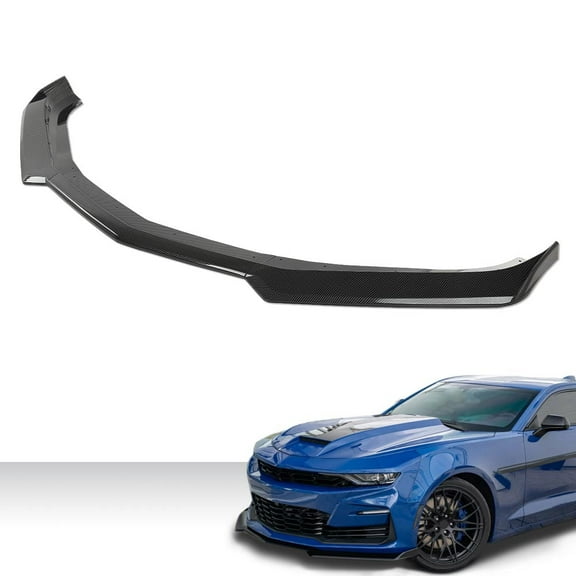 PIT66 Front Bumper Lip Splitter 1LE Style Carbon Fiber Black Fit for Chevy Camaro LT/LS/RS/SS Models 2016-2023 (Not Fit ZL1 Bumper Models)
