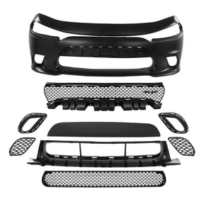 PIT66 Front Bumper Body Kit Fit for 2015-2022 Dodge Charger SRT Style 9PCS, Black
