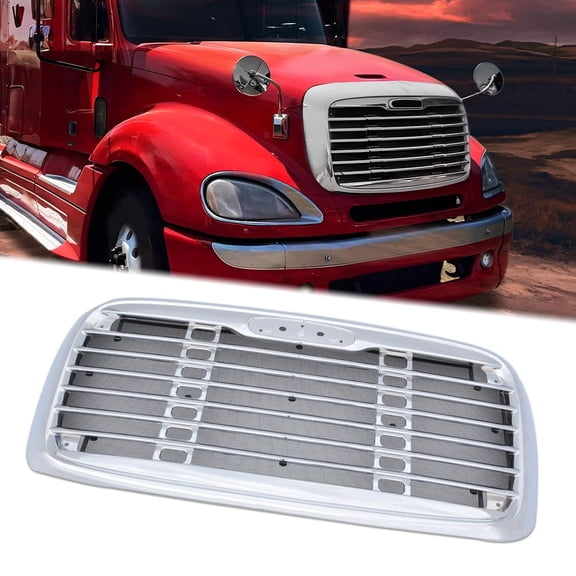 PIT66 Front Grille Grill Chrome W/ Bug Screen Fit for Freightliner Columbia 2000-2008 A1715107000 A1715251003