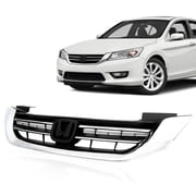 PIT66 Front Upper Bumper Hood Grille, Fit for Honda Accord Sedan 2013-2015 Grill Chrome/Black