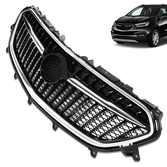 PIT66 Front Upper Grille Grill Replacemet Fit For Buick Encore 2017 2018 2019 Chrome Black
