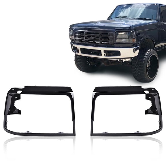 PIT66 Headlight Doors, Fit for 92-96 Ford F150 F250 Black Chrome