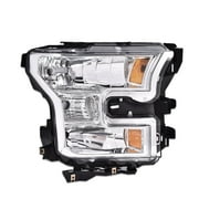 PIT66 Headlight Fit for 2015 2016 2017 Ford F150 Replacement Headlights Head Lamps Right Passenger Side Headlamp Assembly Accessories Clear Lens Chrome Housing Amber Reflector